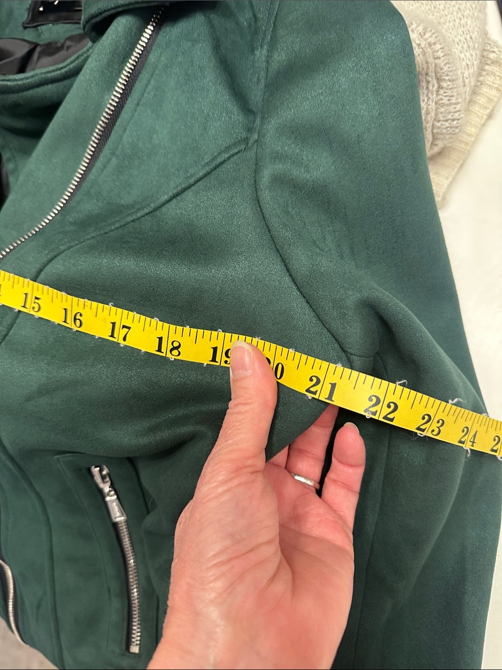 Forest Green Faux Suede Moto Jacket - Picture 7 of 13